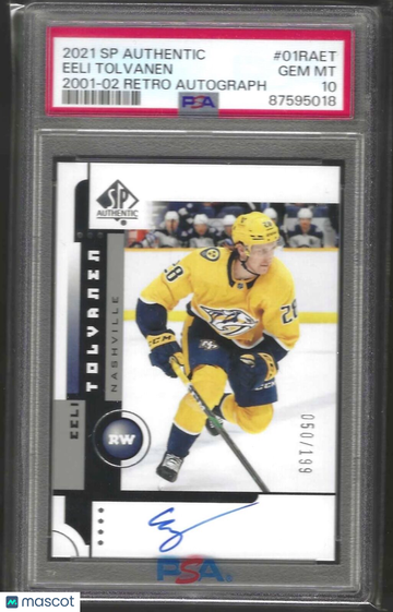 2021 SP Authentic 2001-02 Retro Autographs Eeli Tolvanen #01RAET PSA 10
