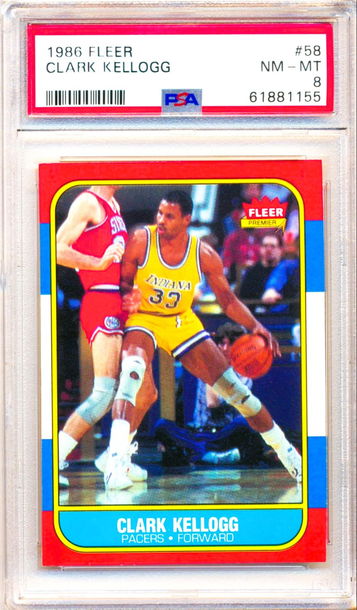 1986 Fleer #58 Clark Kellogg PSA 8