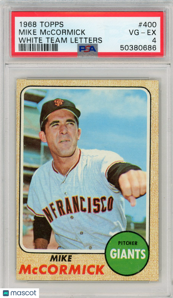 1968 Topps Mike Mccormick #400 White Team Letters PSA 4