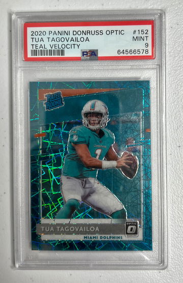 2020 Panini Donruss Optic Tua Tagovailoa Rated Rookie Teal Velocity SSP PSA 9