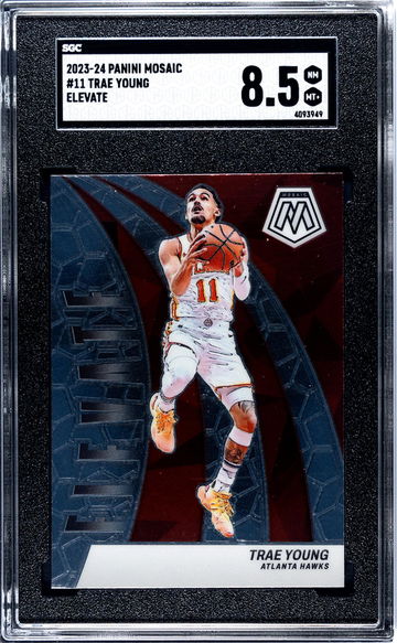 2023-24 Panini Mosaic #11 Trae Young Elevate SGC 8.5
