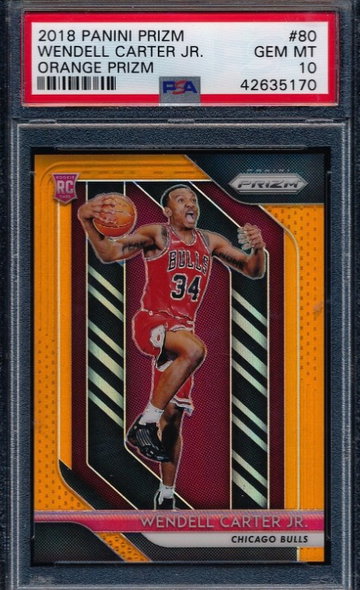 Wendell Carter Jr 2018 Prizm Orange RC PSA 10