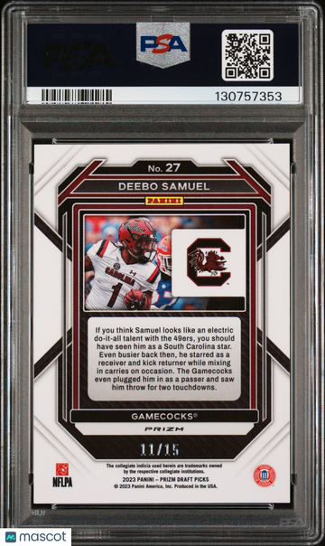 2023 Panini Prizm Draft Picks Deebo Samuel #27 Neon Pink Pulsar PSA 10