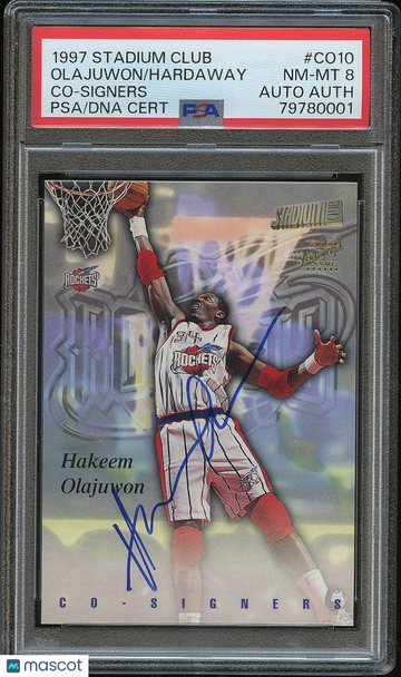 1997-98 Topps Stadium Club Tim Hardaway Hakeem Olajuwon #CO10 [Base] Insert PSA 8 Auto A