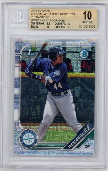 2019 Bowman Chrome Mega Box Julio Rodriguez BGS 10 Pristine Pop 13 Prospect #33