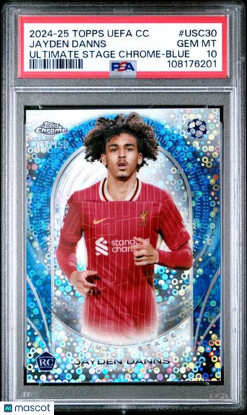 2024-25 Topps UEFA Club Competitions Ultimate Stage Chrome Jayden Danns #USC30 Blue /150 PSA 10