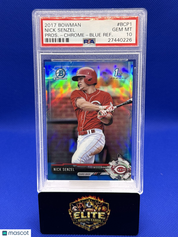 2017 Bowman Nick Senzel #BCP1 Chrome Prospects Blue SN PSA 10