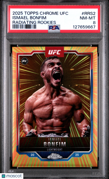 2025 Topps Chrome UFC Radiating Rookies Ismael Bonfim #RRS-2 PSA 8