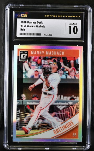 2018 Donruss Optic Orange Holo Manny Machado CSG 10 GEM MINT