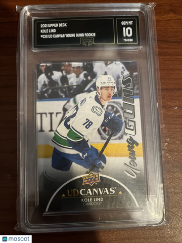 2021-22 Upper Deck Series 1 Kole Lind #C111 Black Short Print GMA 10