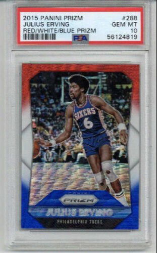 2015 PANINI PRIZM RED WHITE BLUE #288 JULIUS DR. J ERVING 76ERS PSA 10 LOW POP