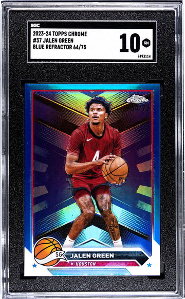 2023-24 Topps Chrome Blue Refractor Jalen Green #37 /75 SGC 10