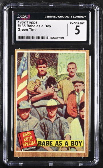 1962 TOPPS BABE AS A BOY GREEN TINT #135 CGC 5 BS.A1.04