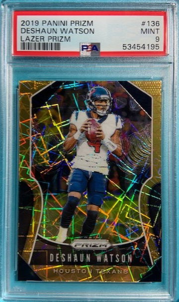 2019 Panini Prizm Deshaun Watson #136 Gold Lazer Houston Texans PSA 9 Mint