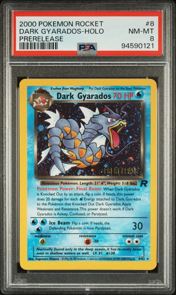 2000 Pokemon Team Rocket Prerelease Holo Dark Gyarados #8 PSA 8