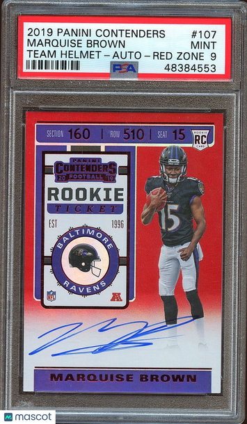 2019 Panini Contenders Marquise Brown #107 Red Zone PSA 9