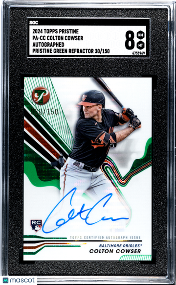 2024 Topps Pristine Colton Cowser #PA-CC Autograph Green Refractor SGC 8
