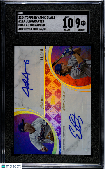 2024 Topps Dynamic Duals Carter Jung #12A Autograph Amethyst Foil /50 SGC 9 Auto 10