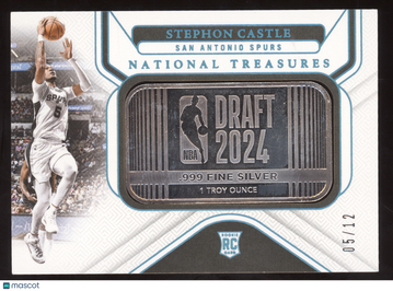 2024 Panini National Treasures Stephon Castle #17 RC 05/12 .999 Fine Silver 1 Troy Ounce Bar