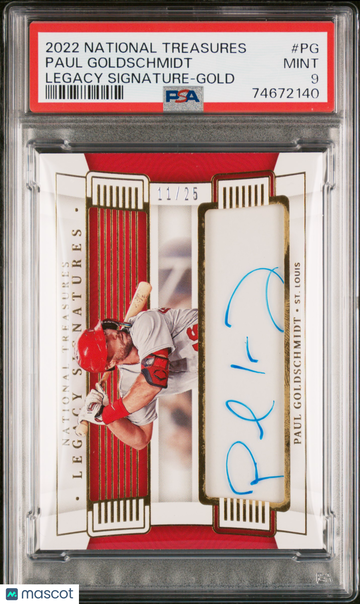 2022 Panini National Treasures Legacy Signatures Paul Goldschmidt #PG Gold /25 PSA 9
