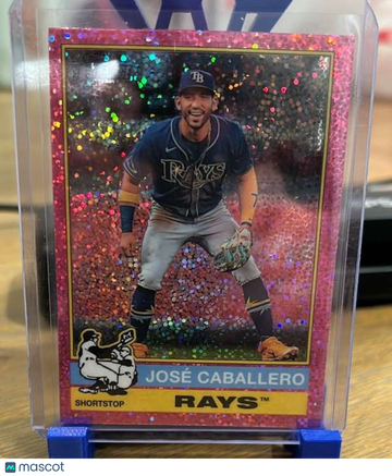 2025 Topps Heritage Chrome Pink Speckle Refractor Jose Caballero #85