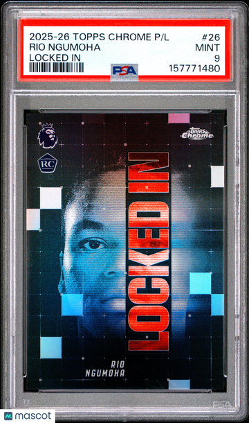 2025-2026 Topps Chrome Premier League Locked In Rio Ngumoha #26 PSA 9