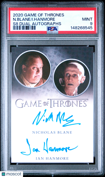2020 Game Of Thrones Season 8 Dual Autographs I. Hanmore N. Blane PSA 9