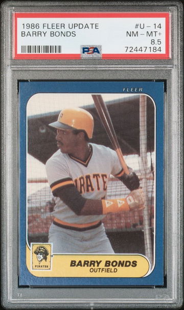 BARRY BONDS 1986 Fleer Update #U-14 PSA 8.5 NM-MT+ RC Rookie Pittsburgh Pirates