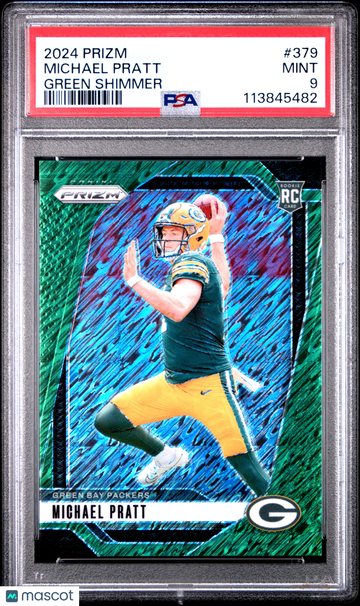 2024 Panini Prizm Michael Pratt #379 Green Shimmer PSA 9