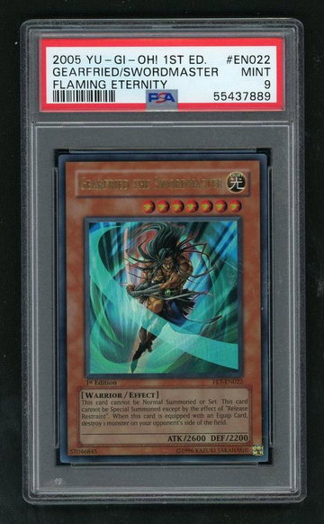2005 Yu-Gi-Oh! Fet-Flaming Eternity 1st Edition Gearfried the Swordmaster #EN022 PSA 9
