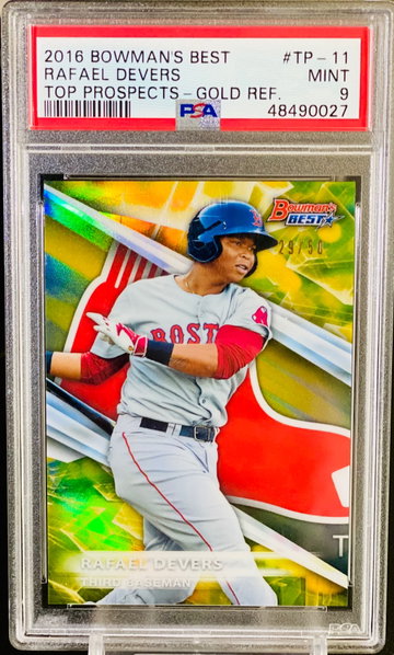 2016 Rafael Devers Gold RC /50 Topps Bowman Best PSA 9