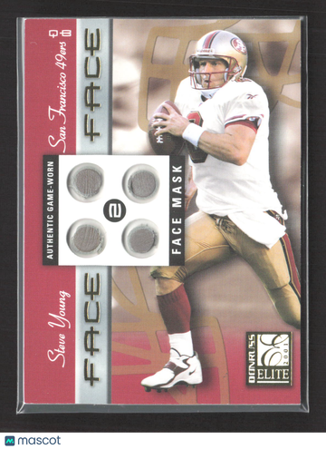 2001 Donruss Elite Face 2 Face Steve Young #FF-8 /100 Authentic Game-Worn Face Mask