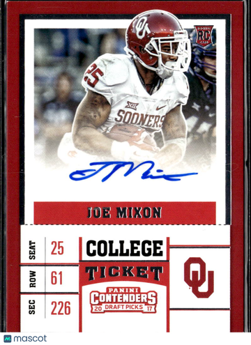 Joe Mixon 2017 Panini Contenders Draft Picks RC Auto Oklahoma Sooners