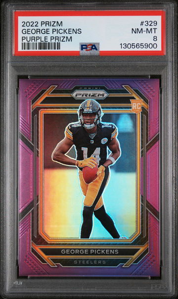 2022 Panini Prizm Purple Prizm George Pickens #329 /125 PSA 8