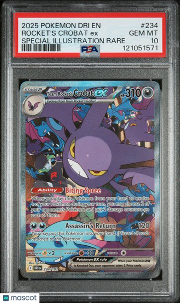 2025 Pokemon Dri EN-Destined Rivals Rocket's Crobat EX Special Illustration Rare PSA 10 #234