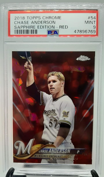 2018 Topps Chrome Sapphire Red 8/10 Chase Anderson PSA 9