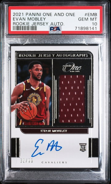 2021 Panini One and One Rookie Jersey Autographs Evan Mobley #EMB PSA 10 RC