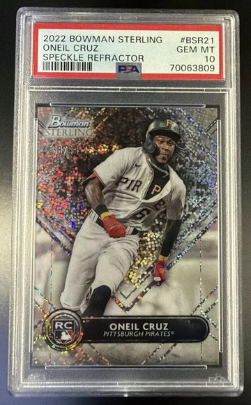 2022 Bowman Sterling Speckle Refractor Oneil Cruz #BSR21 /199 PSA 10