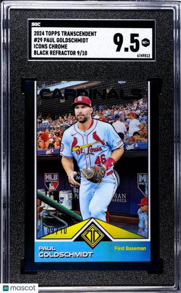 2024 Topps Transcendent Paul Goldschmidt #29 Black Refractor 10 SGC 9.5