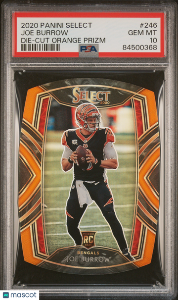 2020 Panini Select Joe Burrow #246 Die Cut Orange Prizm RC PSA 10