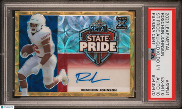 2023 Leaf Metal State Pride Autographs Roschon Johnson #SPRJ1 St Pride Au-Gld Kldo 1/1 AU PSA 6 Auto 10