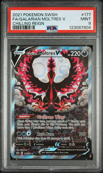 2021 Pokemon Chilling Reign Galarian Moltres V #177 PSA 9