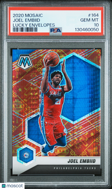 2020 Panini Mosaic Joel Embiid #164 Lucky Envelopes PSA 10