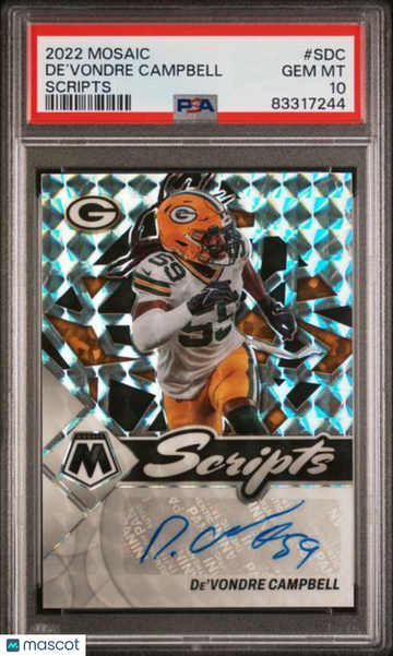 2022 Panini Mosaic Scripts De’Vondre Campbell #SDC PSA 10