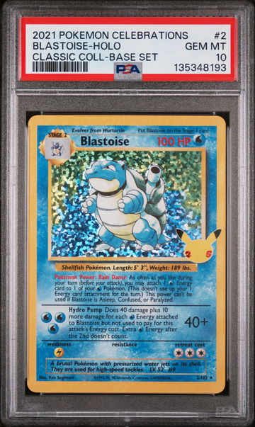 2021 Pokemon Celebrations Classic Collection Base Set Holo Blastoise #2 PSA 10