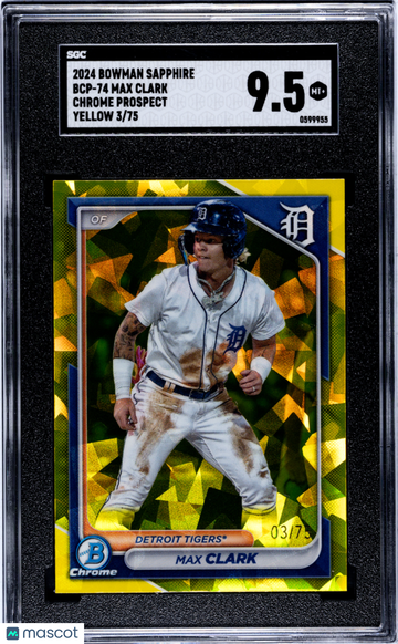 2024 Bowman Sapphire Max Clark #BCP-74 Chrome Prospect Yellow SGC 9.5