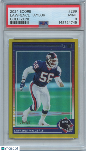 2024 Score Lawrence Taylor #289 Gold Zone /50 PSA 9