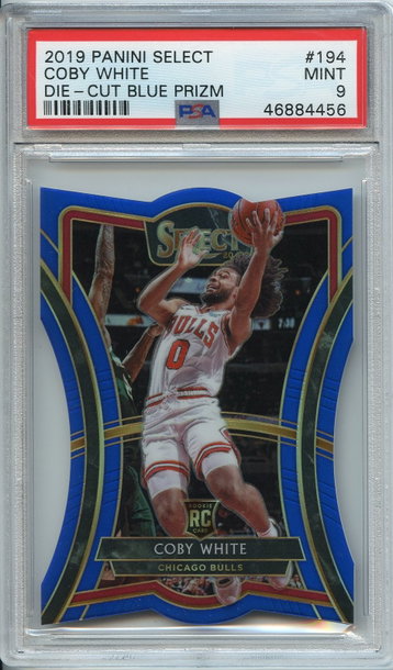 Coby White Select Blue Die-Cut Blue Prizm PSA 9 NEP
