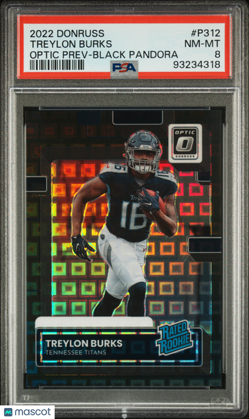 2022 Panini Donruss Treylon Burks #P312 Optic Prev Black Pandora PSA 8
