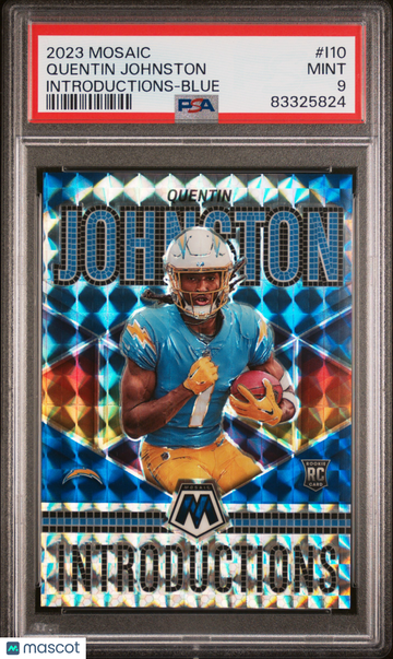 2023 Panini Mosaic Introductions Quentin Johnston #I10 Blue PSA 9